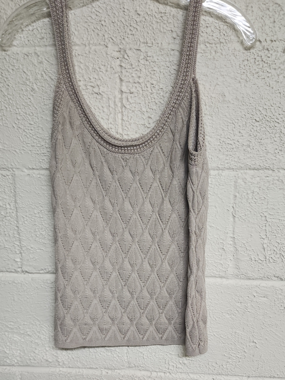 White House Black Market Taupe Diamond Knit Tank